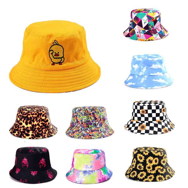 

summer duck smile bucket hat for men women two side fashion hip hop fisherman hat bob boys girls outdoor shade, Blue;gray
