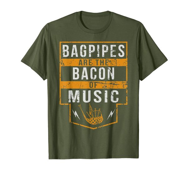 

bagpipes are the bacon of music funny bagpiper t-shirt, White;black