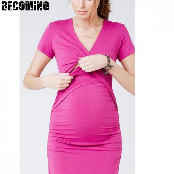 

maternity dresses pregnant dress plus size striped short sleeve round neck pregnancy skirt nursing breastfeeding bc25, White