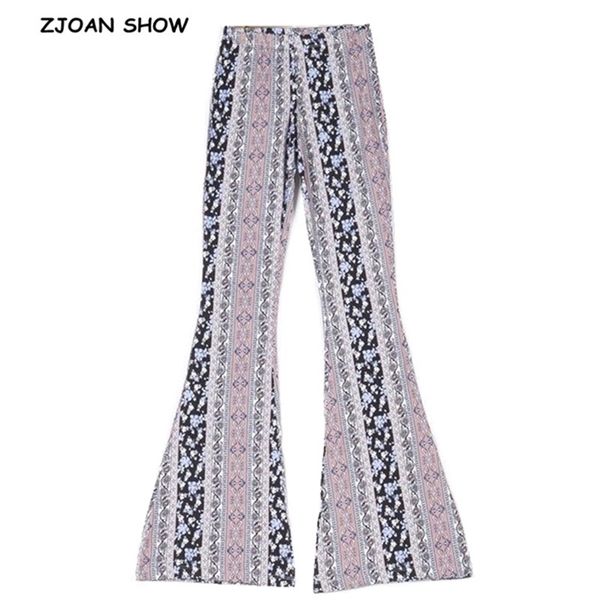

ethnic geometric print flare pants pink women bohemian tribal african hippie bell leggings bottom long trousers 210429, Black;white