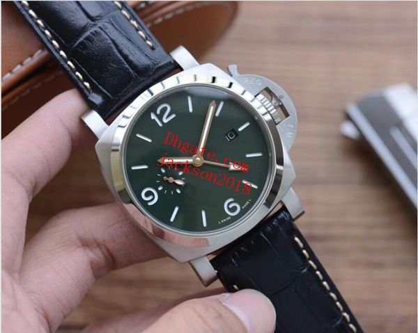 

luxury mens watch 44mm classic lumin0r gmt green dial p am01033 316l stainless mechanical automatic movement fashion men's watches wris, Slivery;brown