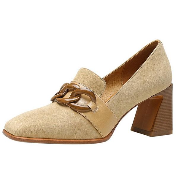 

sandals genuine leather square toe shoes woman 2021 trend shallow high heels pumps summer working, Black