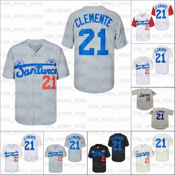 

baseball home jersey roberto clemente 21# santurce crabbers puerto rico black white, Blue;black