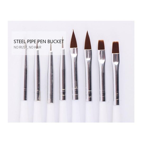 

8pcs nail art pen set zebra pattern painted strokes and flower carved tool nylon wool easy to operate high-quality brushes, Yellow