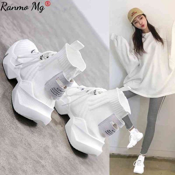 

dress shoes autumn high-platform sneakers women knitted casual woman chunky tenis feminino womens size 41 yngt, Black