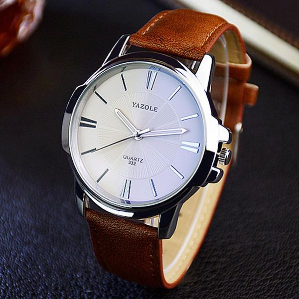 

wristwatches 2021 wristwatch male clock yazole quartz watch men famous wrist business quartz-watch relogio masculino, Slivery;brown