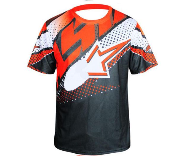 

motorcycle racing suit round neck t-shirt casual breathable fashion locomotive little star with short sleeves can be customized
