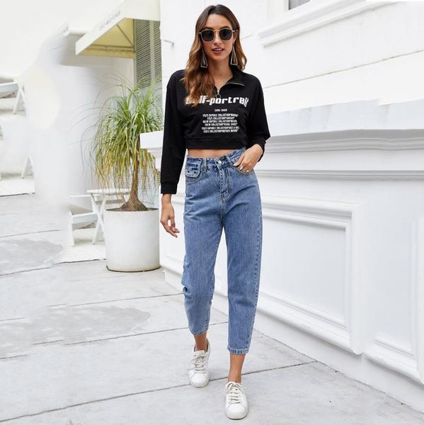 

women's jeans women high waist blue denim pants boyfriend jean femme for lady casual trousers
