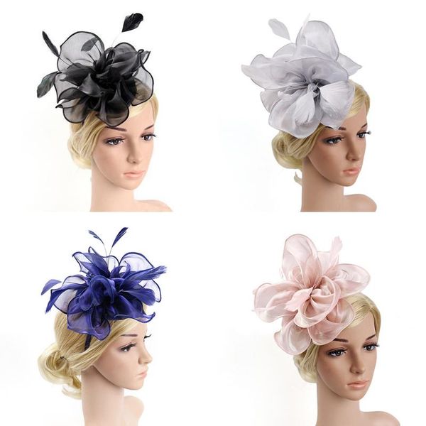 

hair clips & barrettes 1pc banquet feather pins headdress wedding party bridal tiara women fascinators clip ladies accessory, Golden;silver