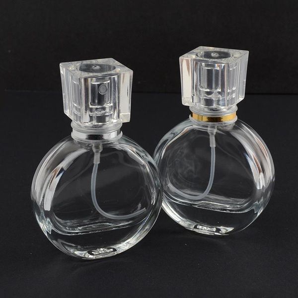 

1pcs 25ml mini clear glass spray perfume bottle portable travel refillable cosmetics empty aluminum head storage bottles & jars