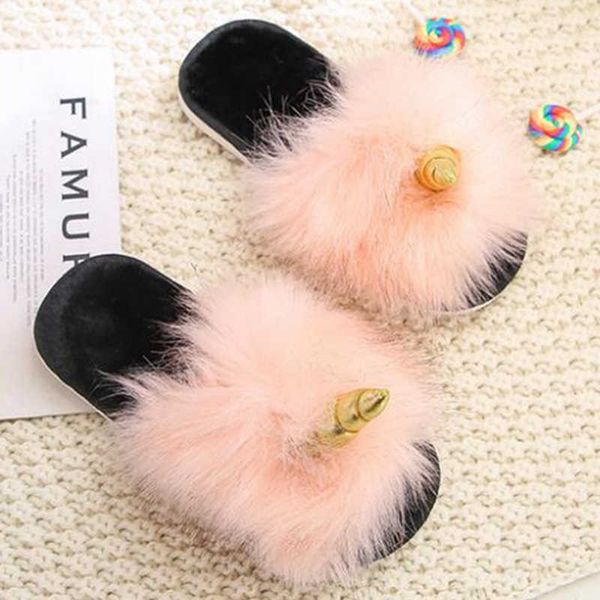 Winter warme Kinder Hausschuhe Einhorn Plüsch Cartoon Niedliche Baby Baumwolle Hause Schuhe Jungen Mädchen Pantoffels Damen S899 210712