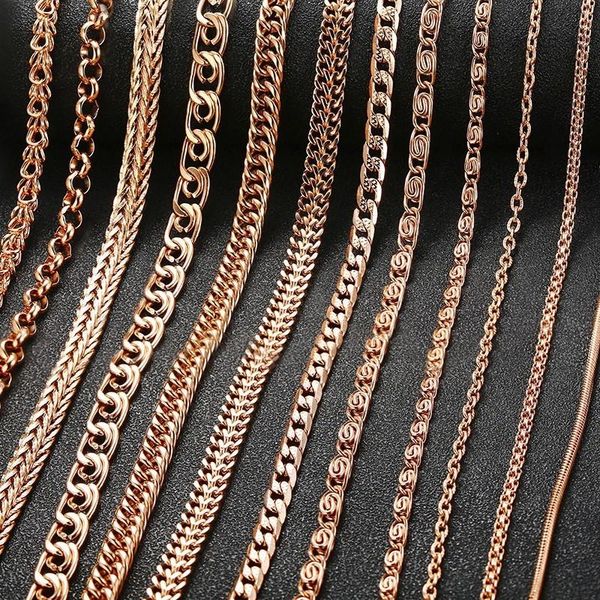 

chokers vnox 2-8mm stainless steel snail curb belcher rolo snake chain necklace for women men 585 rose gold choker 20" anti allergy, Golden;silver