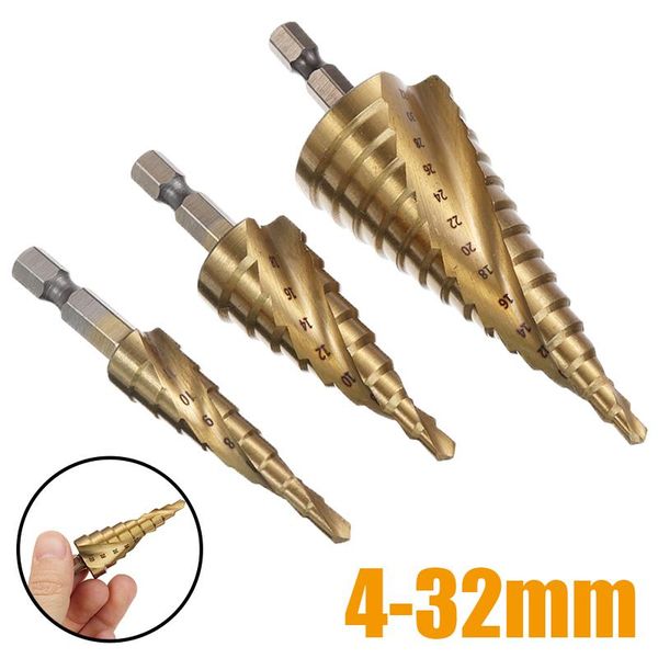 

professional drill bits 4-32mm hss spiral step cone bit metal hole cutter high speed steel wood