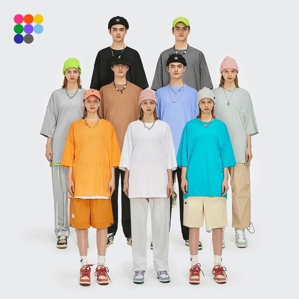 

inflation summer new style casual plain t-shirts crew neck cotton oversized tees men fashion hip hop t-shirts 0057s21 210329, White;black