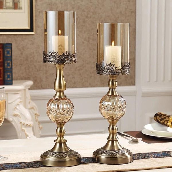 

candle holders luxury european-style table decorations ornaments candlelight dinner props crystal metal retro crafts