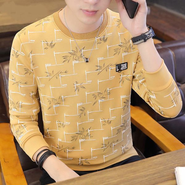 

hoodies 2021 new spring and autumn long-sleeved t-shirt round neck sweater men's korean bottoming shirt, Black