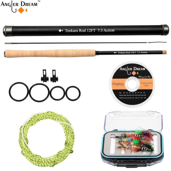 

13ft tenkara rod with spare tip fishing pole carbon fiber rod& flouorocarbon tippet hook keeper furl leader boat rods
