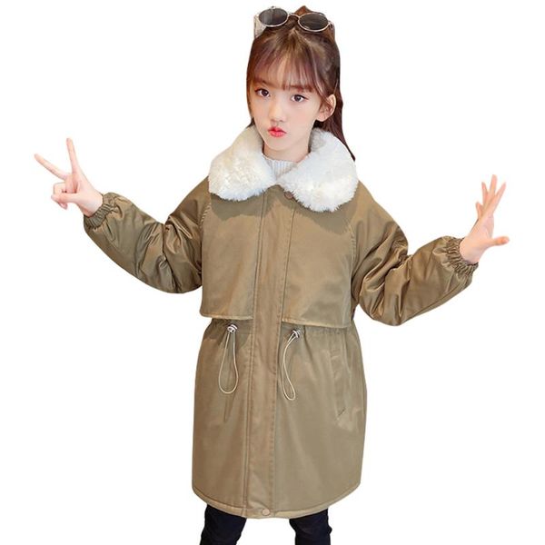 

jackets girls long jacket coat thick warm for winter children's casual style clothing girl, Blue;gray