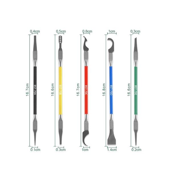 

professional hand tool sets bst-70 5 in 1 dual ends metal spudger mobile phone repair motherboard bga remove pry ic chip cpu remover glue