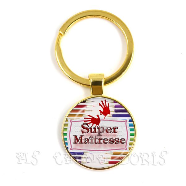 

fashion teacher gift super mistress keychain 25mm glass dome cabochon charm thanks mistress jewlery keychain jewelry, Silver