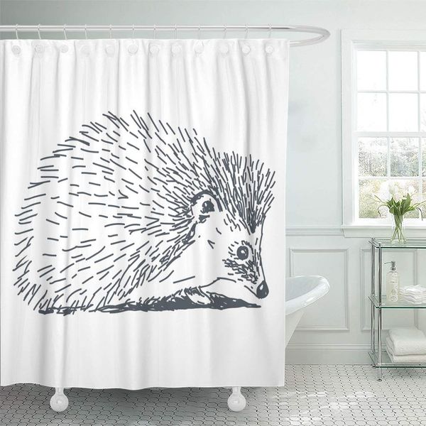

shower curtain abstract black cartoon hedgehog sketch drawing white drawn animal shower curtains sets with 12 hooks 60 x 72