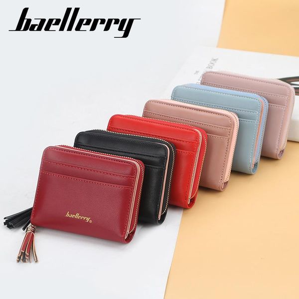 

wallets baellerry women's wallet cute student tassel pendant trend small fashion pu 2021 coin purse ladies card bag for women, Red;black