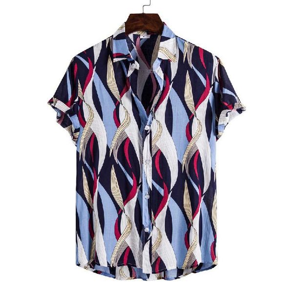 

men's casual shirts summer printed men hawaiian shirt beach turn down collar 2021 vacation short sleeve button blouse streetwear camisa, White;black
