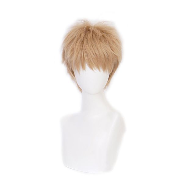 

anime one punch-man genos light brown short heat resistant synthetic hair men cosplay costume wig, Black