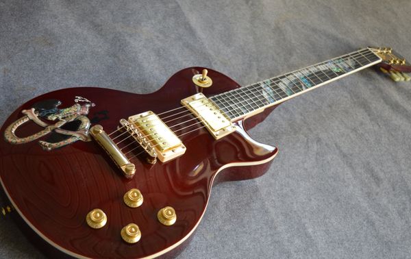 

electric guitar body mahogany flame maple wood gold hardware snake inlay