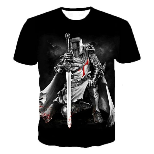 

men's t-shirts 3d print knights templar fashion casual men women hip hop harajuku streetwear shirt tee, White;black