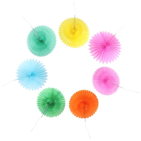 

other arts and crafts 7pcs birthday wedding decoration paper fan flowers party decor (assorted color)
