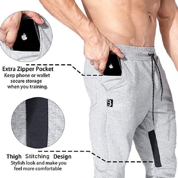 

men's pants 2021 brand jogging men sport sweatpants running fitness joggers track slim fit bodybuilding male trouser, Black