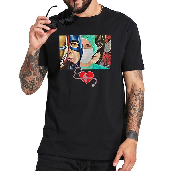 

ccccsporti am nurse super-heros t shirt eu size 100% cotton tshirt short sleeve t-shirt drop ship, Black;yellow