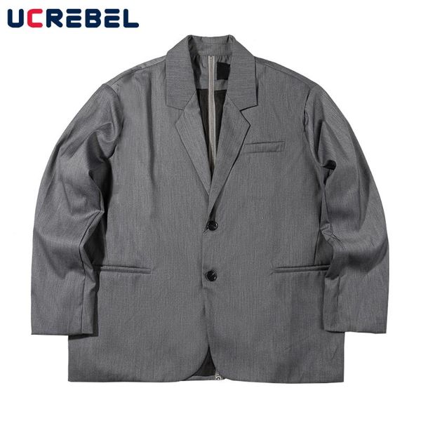 

men's suits & blazers solid color suit jacket mens high street autumn blazer streetwear casual loose lapel outerwear men, White;black