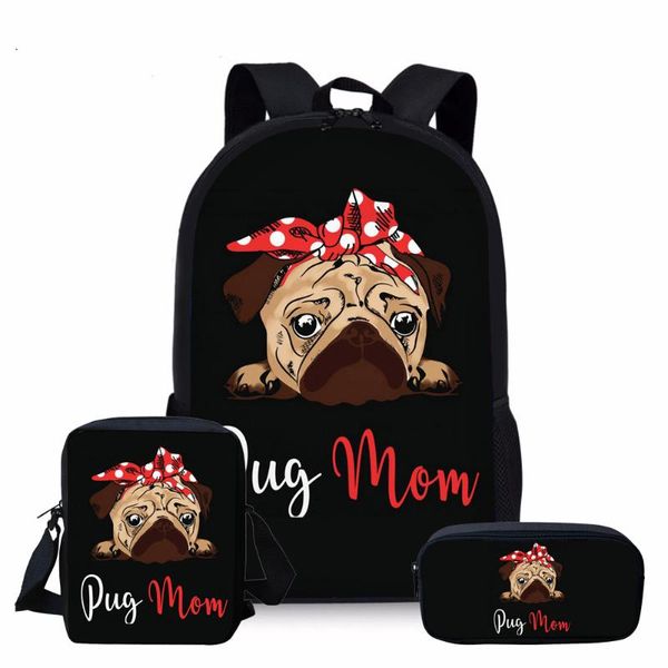 

school bags whereisart cute pug dog printing book bag for kids boys grils children's big capacity student's