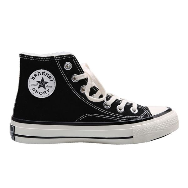

spring autumn women's new black and white high canvas shoes girls' heart ins student shoes fashion vulcanized canvas 138-ch-c80, Red;white