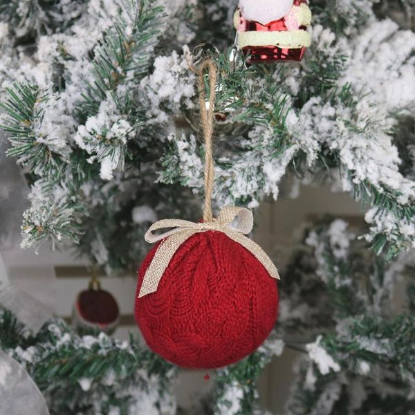 

red christmas balls knitted xmas ball hanging pendant tree decorations for year party decoration navidad ornaments