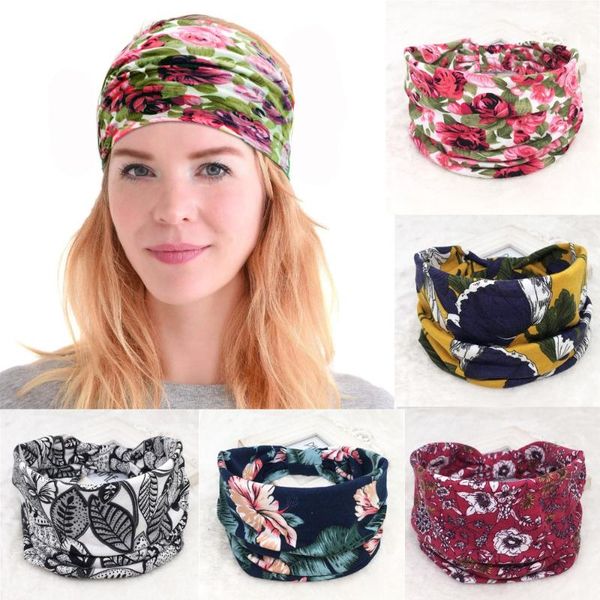 

yoga bohemia floral wide cotton stretch women headband headpiece hair accessories turban headwear bandage bands bandana