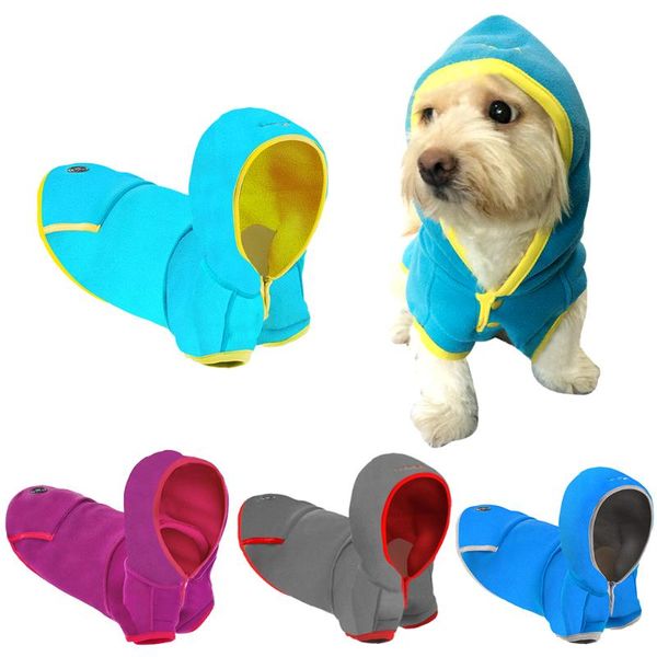 

dog apparel costume polar fleece hoodies autumn winter warm walking washable outwear with pockets dress up casual pet supplies solid