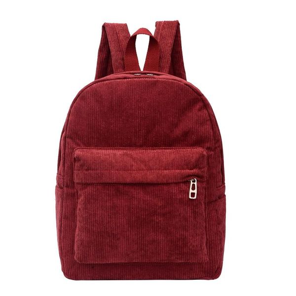 

corduroy backpack solid color casual daypack for women girl and student