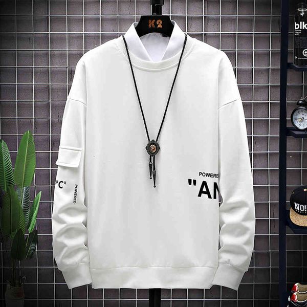 

long sleeve men's spring and fashion bottomed shirt round collar sweater, Black