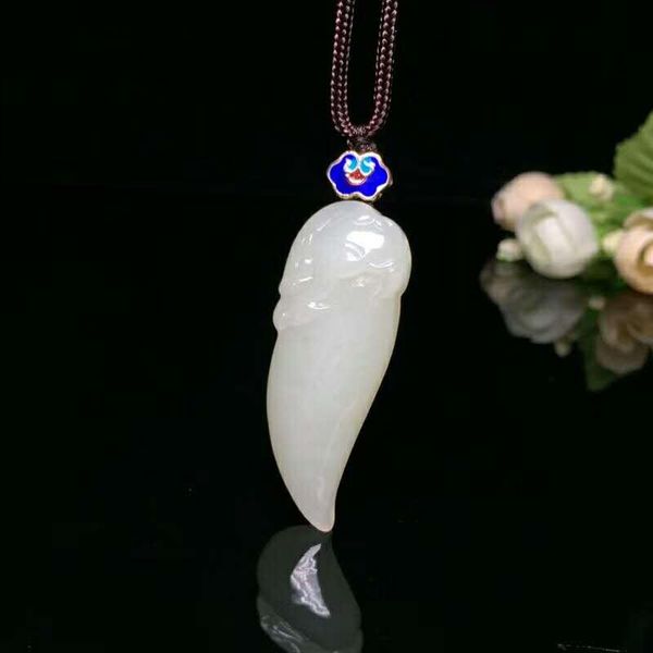 

lockets h56#exquisite hetian yulong pendant, Silver