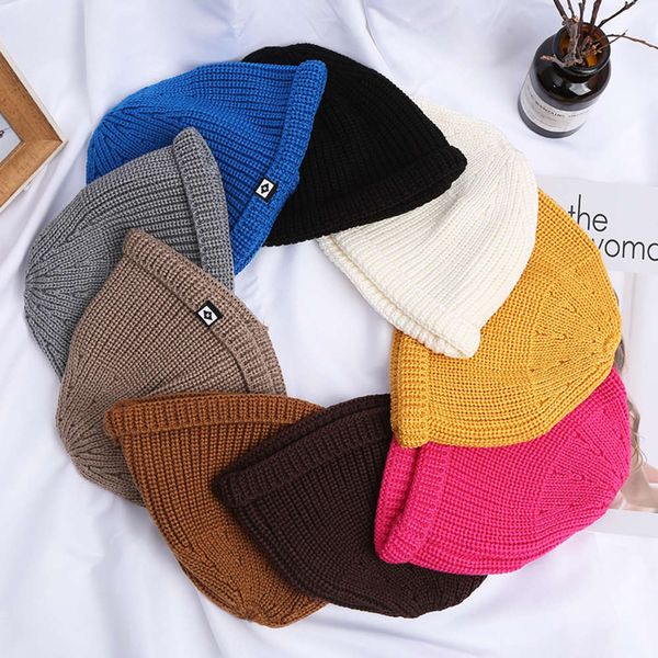 

hat melon skin knitted wool fashion personality street men and women hip hop autumn warm cold, Blue;gray