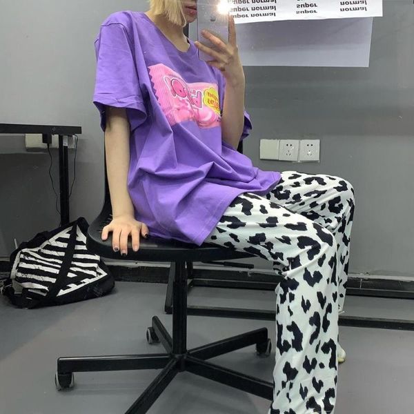 

women's pants & capris cute milk streetwear women autumn punk joggers hip hop rock summer cargo casual tie dyed trousers girl, Black;white