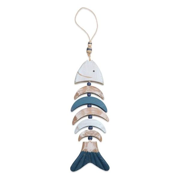 

decorative objects & figurines wooden decor fish with beads for nautical decoration, wall door hanging ornament beach theme garden decoratio