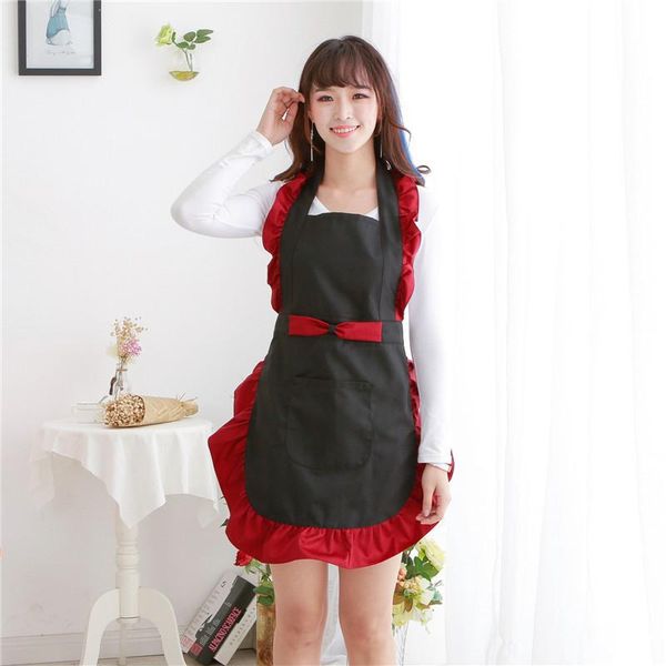 

aprons korean ruffles for woman lovely coffee milk tea shop beauty salon flower bib home kitchen apron baking accessories