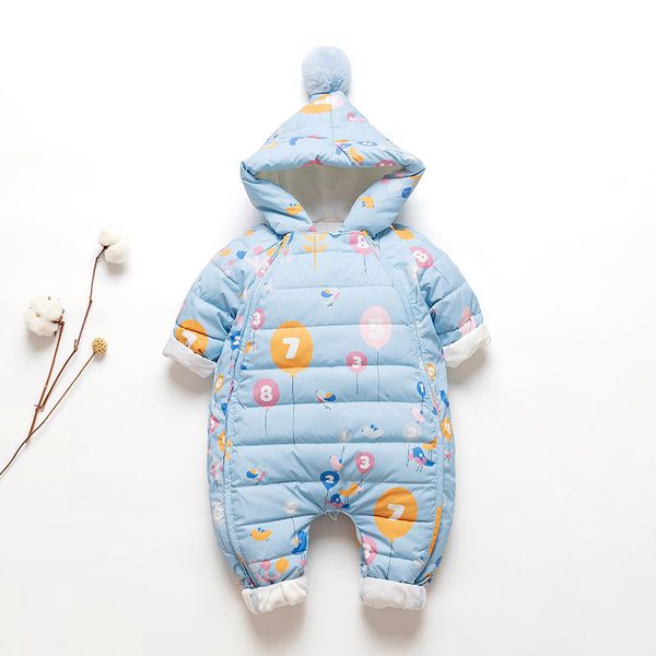 

children's suit baby duck down rompers for girls winter newborn thick warm snowsuit infant snow wear overalls park sleeping bag childre, Blue;gray