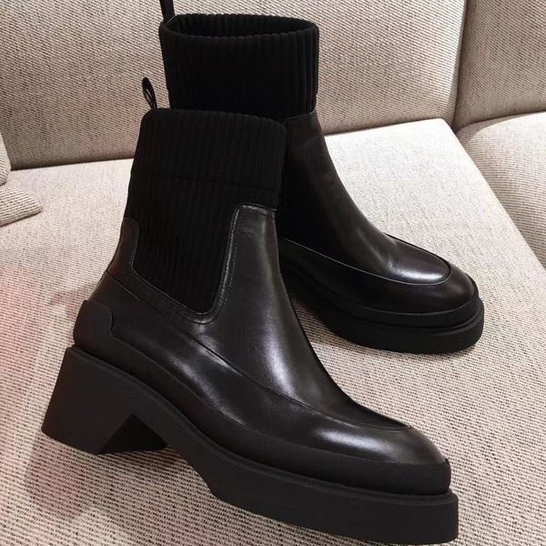 2021 designer di lusso moda donna Martin stivali scarpe di pelle bovina cavaliere di alta qualità di fascia alta con manica elastica regolabile nero taglia esterna 35-41