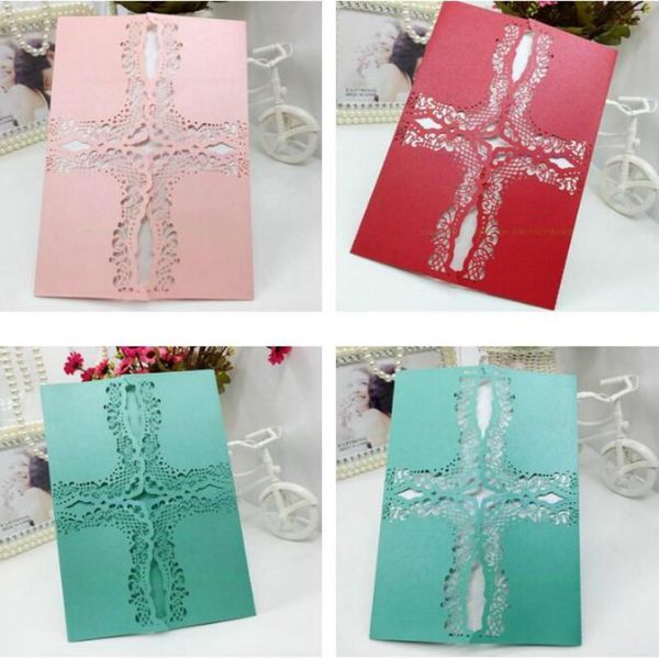 

greeting cards laser cut cross with lace hollow out luxury wedding party invitation decoration card blank inner page 30pcs 5zsh212-30