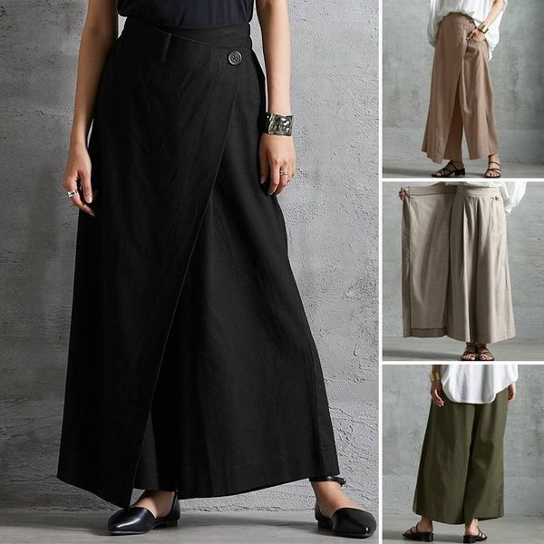

capris harajuku style wide leg pants women's spring trousers 2021 casual elastic high waist long pantalon plus size turnip s-5xl, Black;white